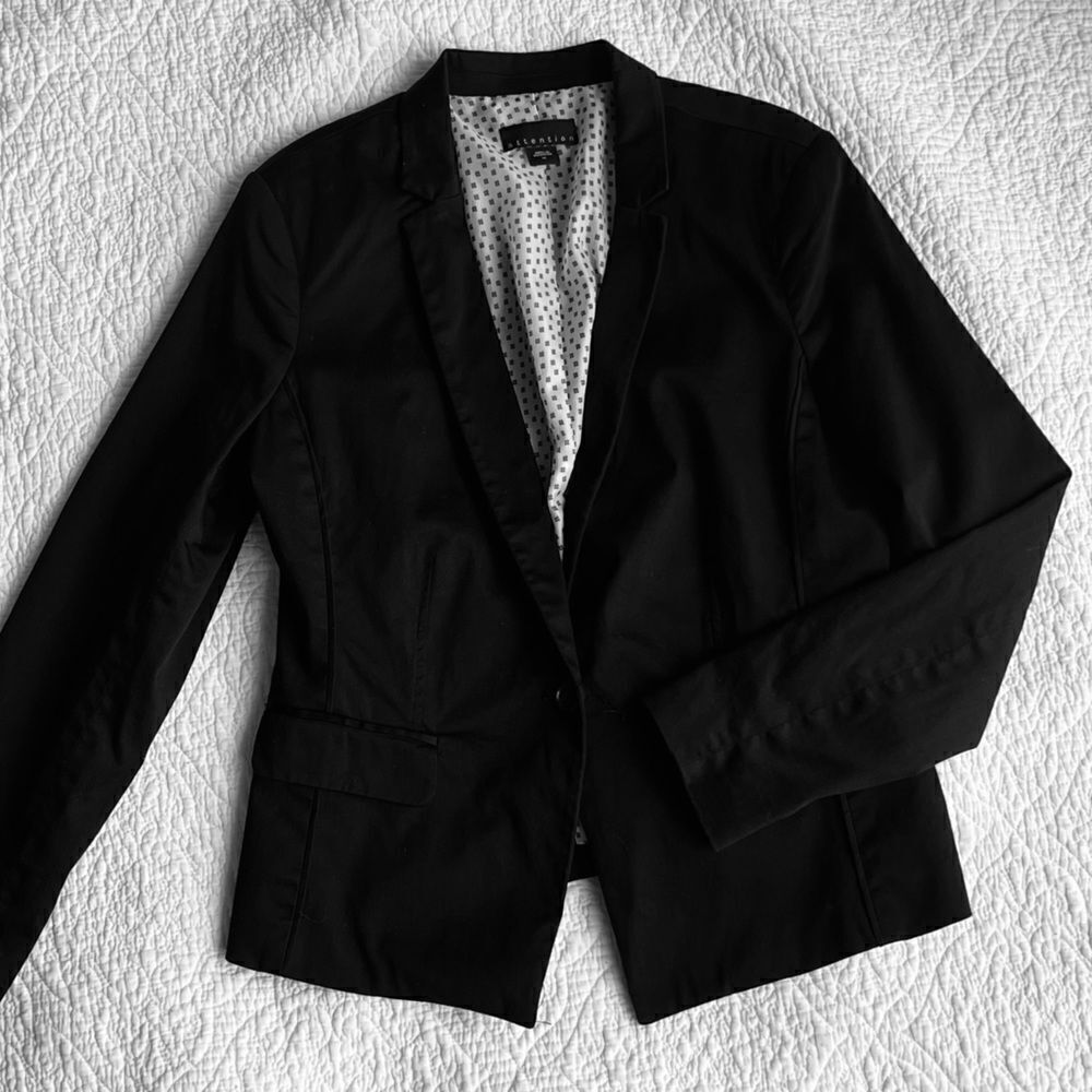 ATTENTION Women’s Black Fitted Classic Timeless Cotton Blend Blazer Size 16